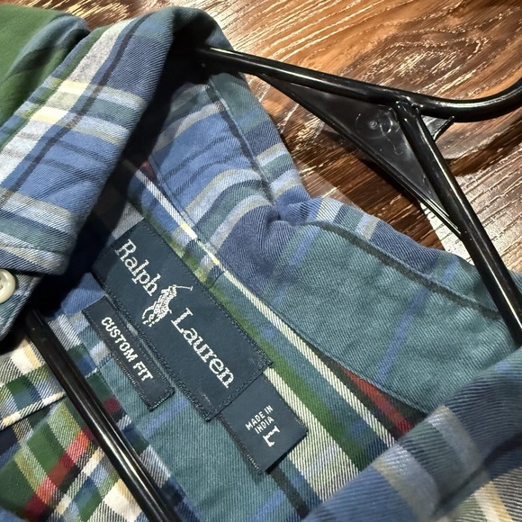 2 Vintage Polo Ralph Lauren Shirt McMeel Men's Size L Brown - Green Custom Plaid - Picture 9 of 10